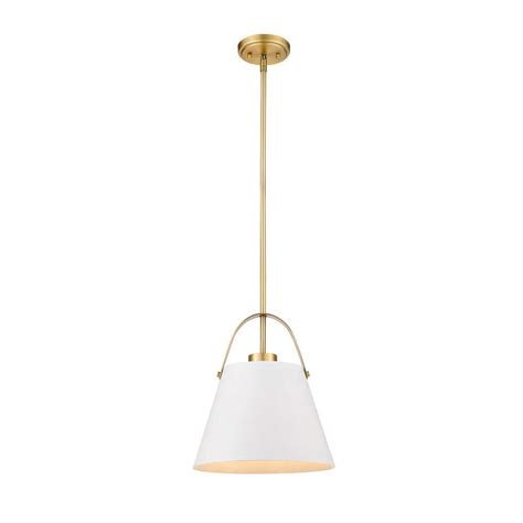 1 Light Matte White And Heritage Brass Pendant With Matte White Metal