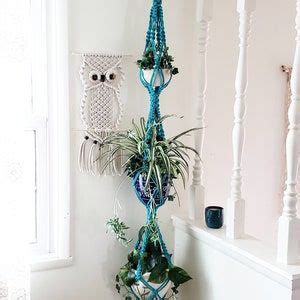 Boho Room Decor Hippie Room Decor Triple Macrame Plant Hanger Boho