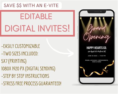 Grand Opening Event Flyer Invitation Digital Template Elegant Etsy