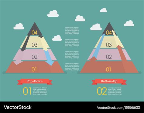 Top Down And Bottom Up Pyramid Business Strategy Vector Image