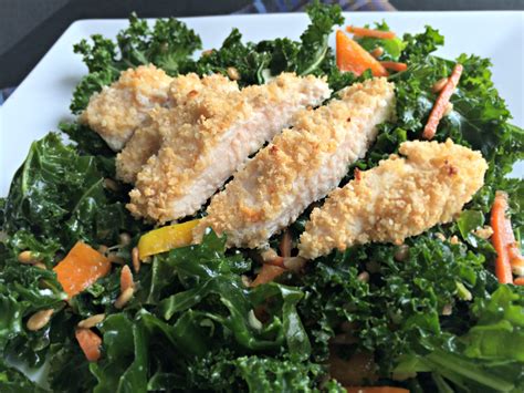 Crispy Chicken Kale Salad Homemade Dressing