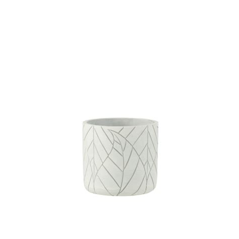 Cache Pot Blanc En C Ramique Avec Motif De Feuilles