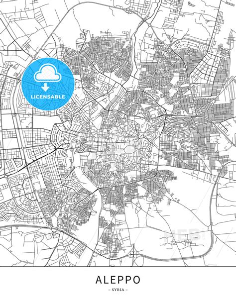 Aleppo, Syria, Map poster borderless print template - HEBSTREITS