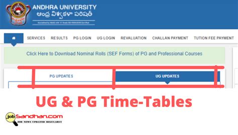 Andhra University Time Table Published Degree Exam Date Ug Pg