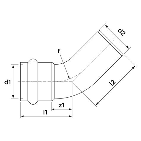 Vsh Sudopress Copper Gas Bend 45° FØ 28