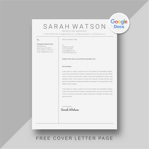 Google Doc Cover Page Template