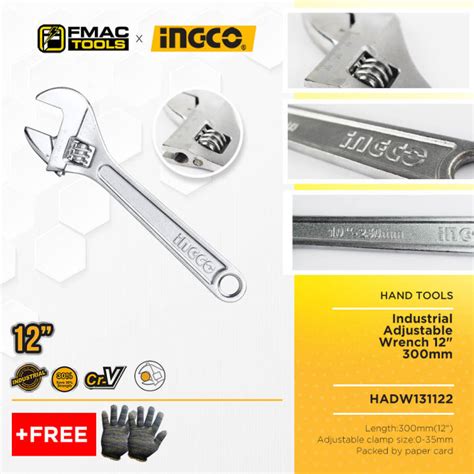 Ingco Industrial Adjustable Wrench Mm Hadw Freebies Fmac