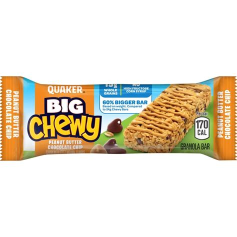 Quaker Big Chewy Peanut Butter Chocolate Chip Flavor Granola Bar