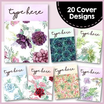 Watercolor Succulent Binder Covers And Spines Editable Tpt