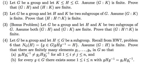 Solved 1 Let G Be A Group And Let K