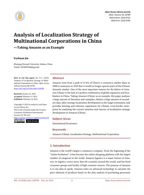 Pdf Analysis Of Localization Strategy Of Multinational Corporations