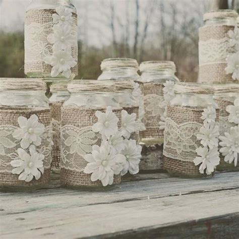 Diy Burlap And Lace Mason Jar Fits Oz Mason Jars Lace And Burlap