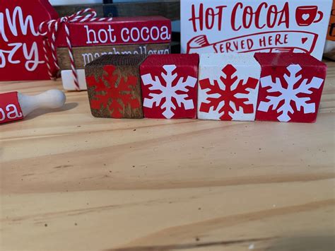 Hot Cocoa Tiered Tray Decor Set Christmas Tiered Tray Etsy