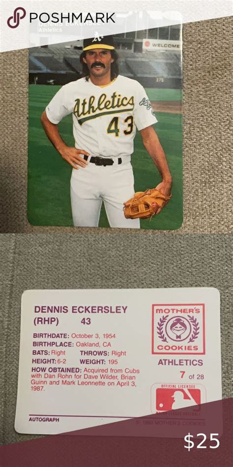 DENNIS ECKERSLEY Athletics Mothers Cookies Baseball Card In 2022