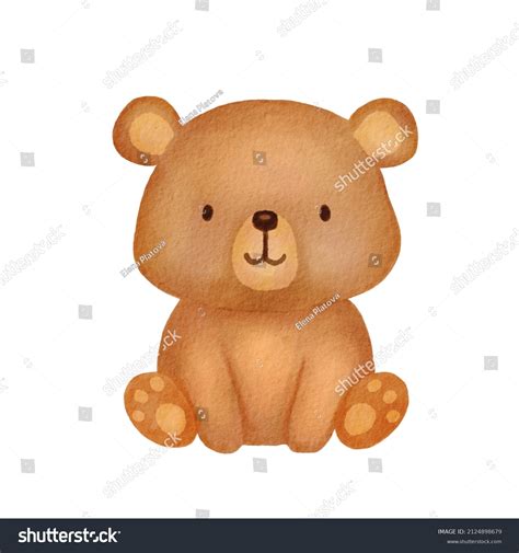 Watercolor Illustration Bear Cute Baby Bear Stock Illustration ...