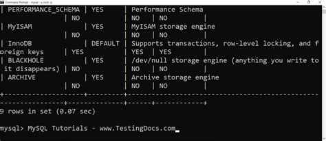 Mysql Storage Engines Testingdocs