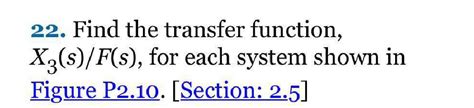 Solved Find The Transfer Function X S F S For Each System