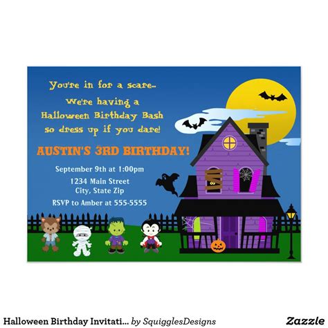 Invitation Danniversaire De Halloween Zazzlefr Birthday Halloween Party Halloween