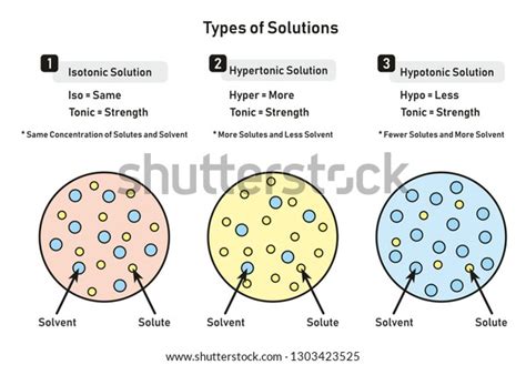 「等張性高張性低張性と、化学科学教育の溶質と溶媒との関係を含む溶液インフォグラフィック図の種類」のイラスト素材 1303423525 ...