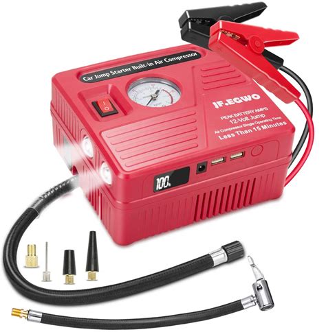 Car Jump Starter With Air Compressor 2000 Peak Jump Cable 100 PSI