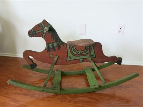 Rare Primitive Antique Vintage Wooden Rocking Horse Antique Wooden