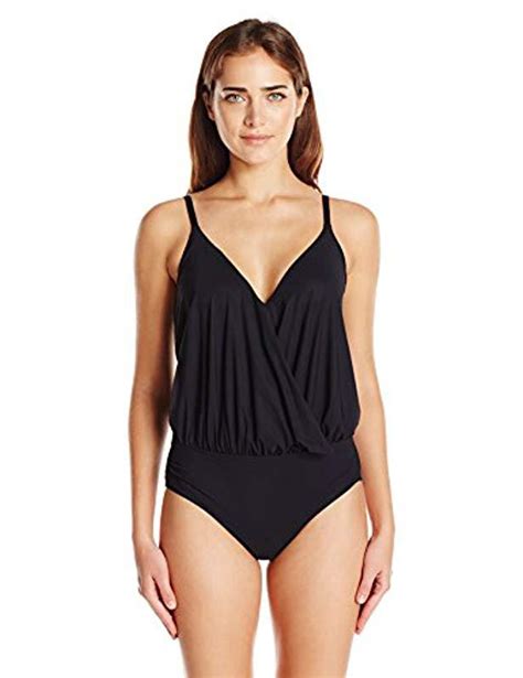 Gottex V Neck Blouson One Piece Swimsuit In Black Lyst