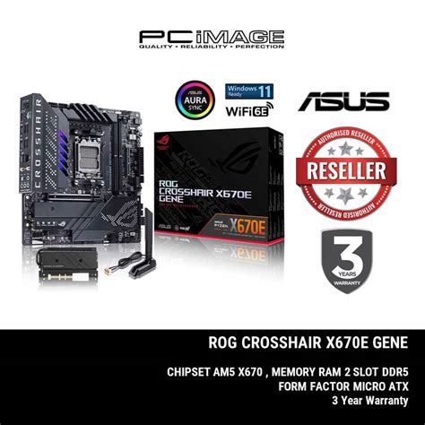 Asus Rog Crosshair X670e Gene Am5 Gaming Motherboard Pc Image Malaysia