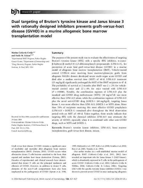 Pdf Dual Targeting Of Brutons Tyrosine Kinase And Janus Kinase 3