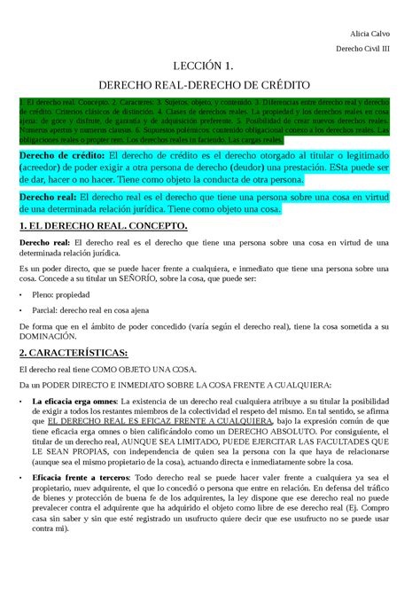 Derecho De Credito Y Real Apuntes De Derecho Civil Docsity