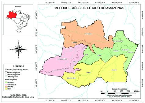 Mapa Das Mesorregiões Do Estado Do Amazonas Fonte Ibge 1990