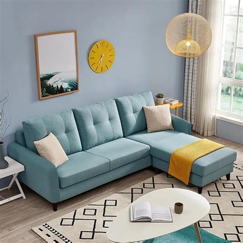 Furny Asquel Seater Rhs L Shape Sofa Set Blue Amazon In Home