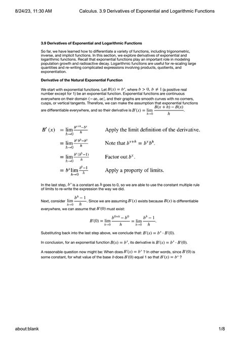 Solution Calculus Derivatives Of Exponential And Logarithmic