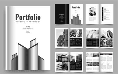 Modern technology building and architecture portfolio template, design portfolio