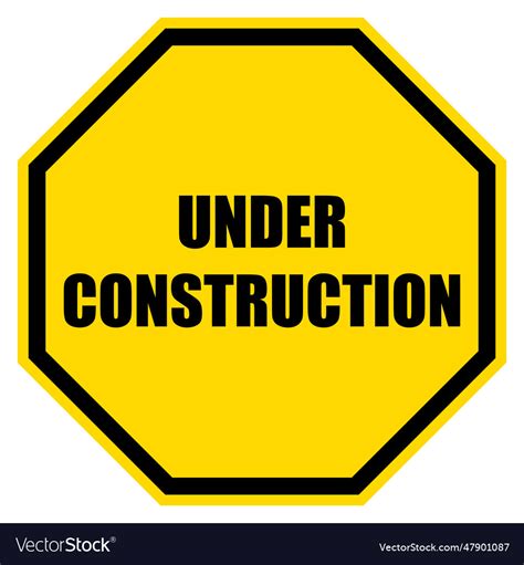 Under construction octagon shape sign Royalty Free Vector