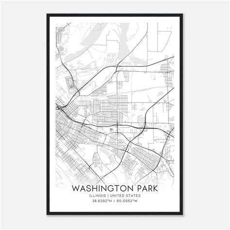 Washington Park Illinois Map Poster, Modern Home Decor Wall Art Print