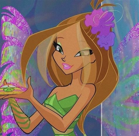 Winx Club Flora Aesthetic Sevimli Anime Iftleri Disney Sanat Winx