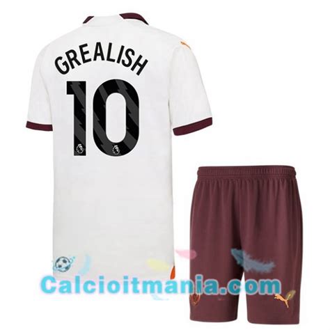 Maglia Calcio Manchester City Jack Grealish 10 Bambino Seconda Bianco