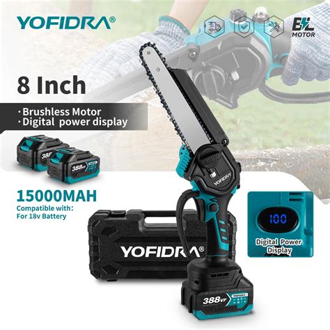 YOFIDRA 8 Inch Brushless Electric Chainsaw With Digital Display