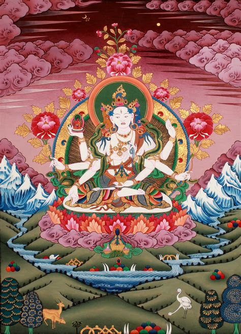 Tibetan Buddhist Deity Vasudhara Goddess Of Wealth And Wisdom Exotic