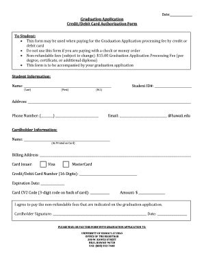 Fillable Online Hilo Hawaii Credit Card Payment Form For Graduation