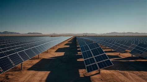 Premium Photo | A solar farm with a mountain in the background