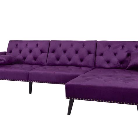 4-Seat Velvet Convertible Folding Sofa Bed, with Backrest and Armrest, for Living Room, Bedroom ...