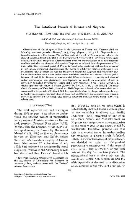 (PDF) The Rotational Periods of Uranus and Neptune | Sethanne Howard - Academia.edu