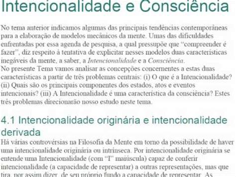 Filosofia Da Mente Intencionalidade E Consci Ncia Youtube