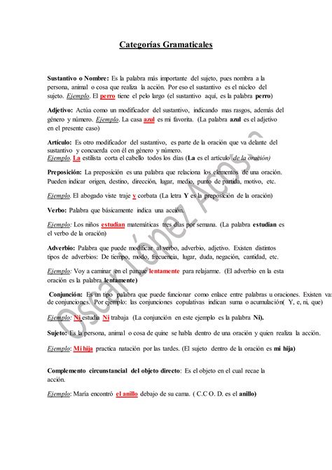 Categor As Gramaticales Pdf Descarga Gratuita