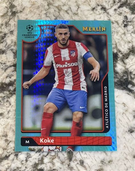 Topps Merlin Soccer Koke Aqua Prism Chrome Refractor