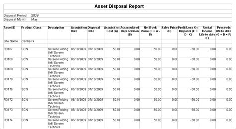 Asset Disposal Report