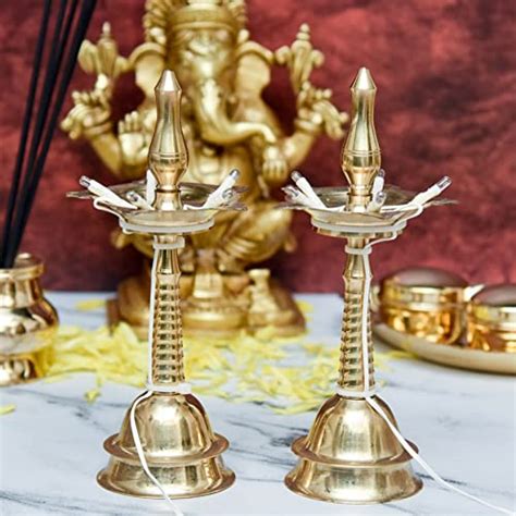 Buy Pure Brass Electric Lighting Kerla Table Diya Bhimonee Decor