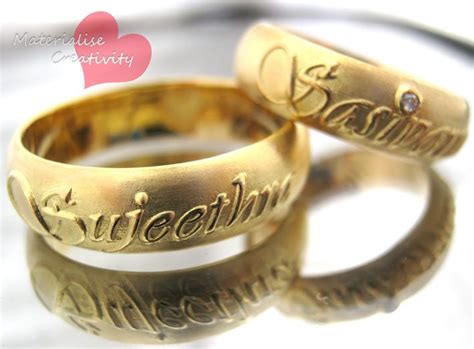 Picture Of Gold Couple Wedding Rings With Names Ericssonopensony W