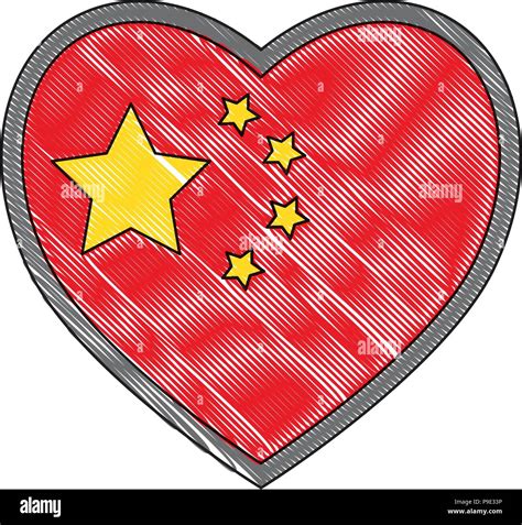 china flag  heart shape icon  white background vector